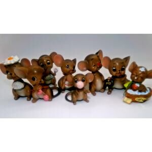 Vintage Josef Originals Mice Mouse Lot of 8 blowing bubble bath daisy hat doctor